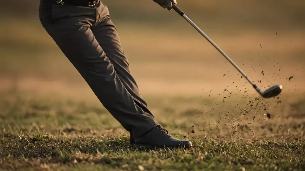 A golfer's silhouette mid-swing