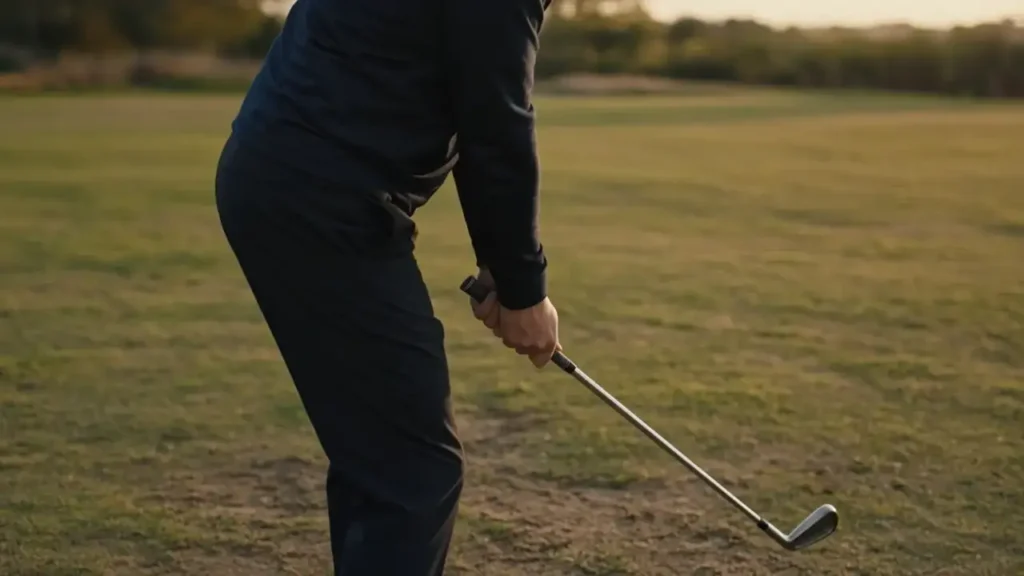 A driver resting by a ball on the range