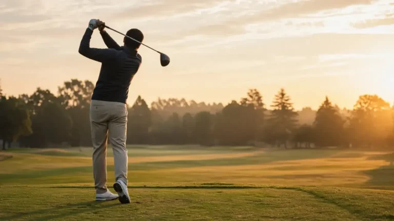 A club and ball on the range under floodlights